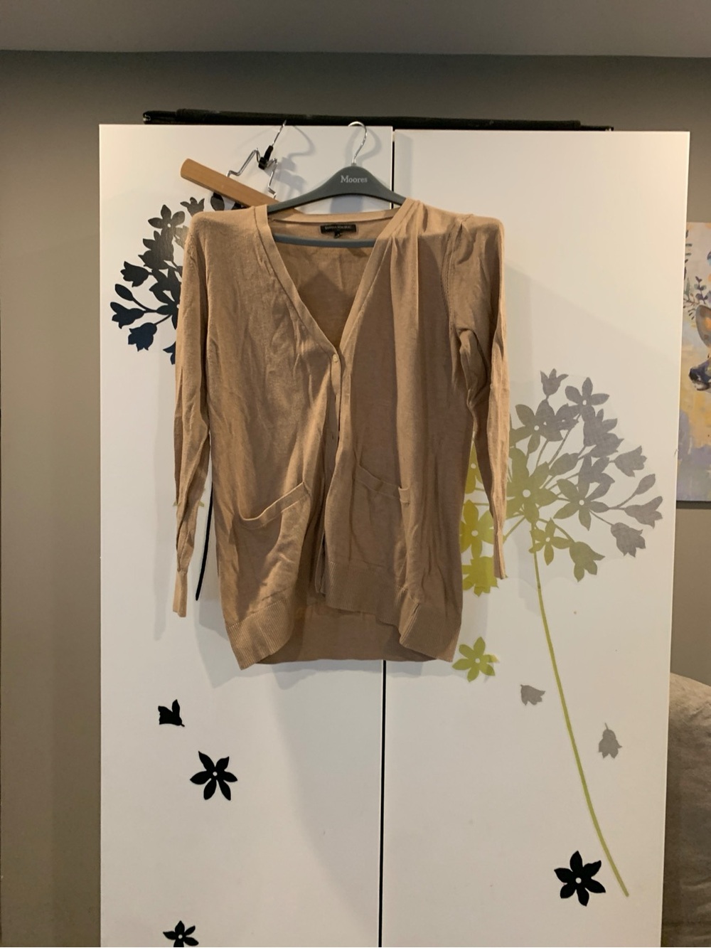 Banana Republic Camel V-Neck Open Front Cardigan